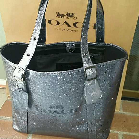 SOLD}●Authentic COACH Glitter Ferry Tote - Picture 2 of 8
